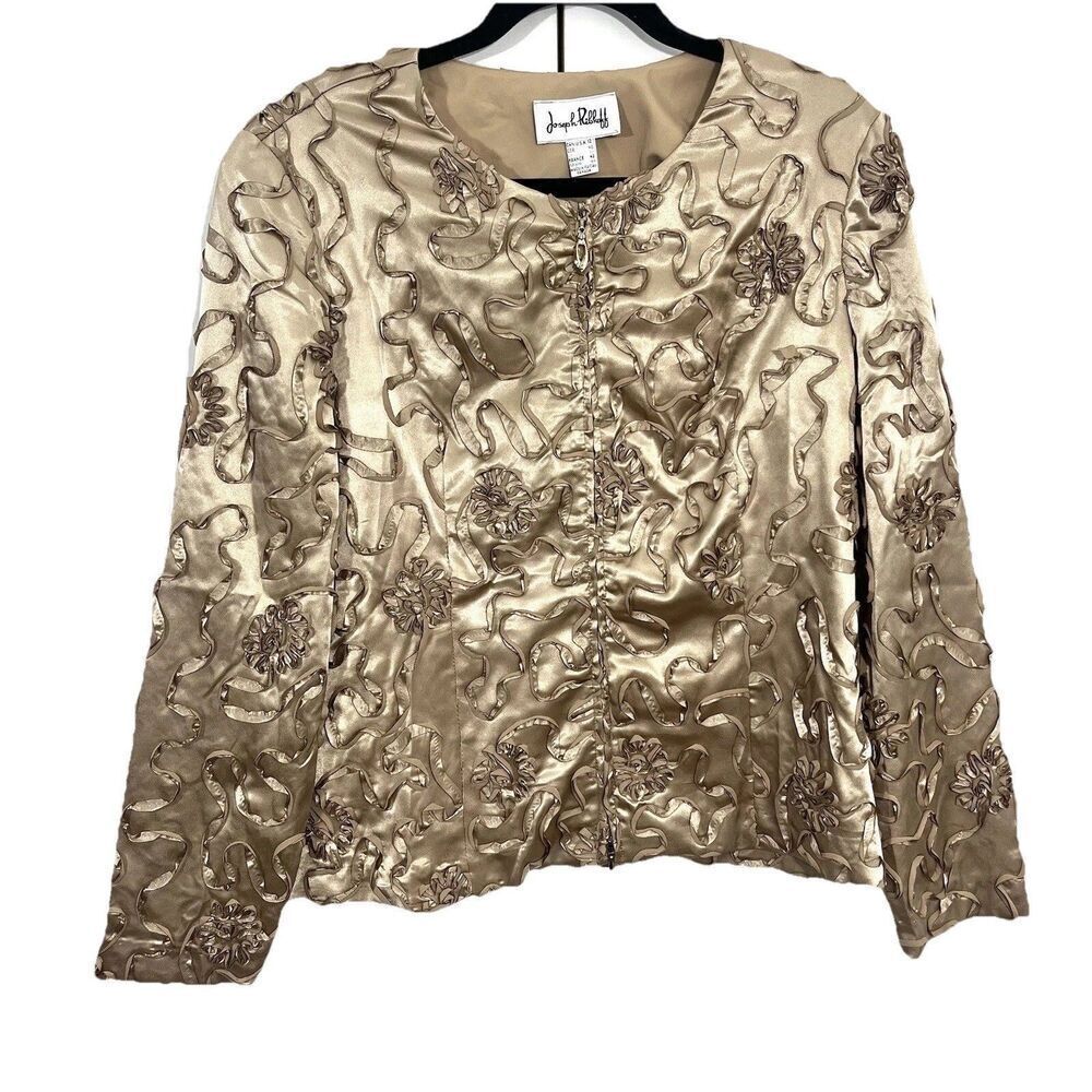 Joseph‎ Ribkoff  Vintage Jacket Size 12 Gold Floral Appliqué Mature Formal Event